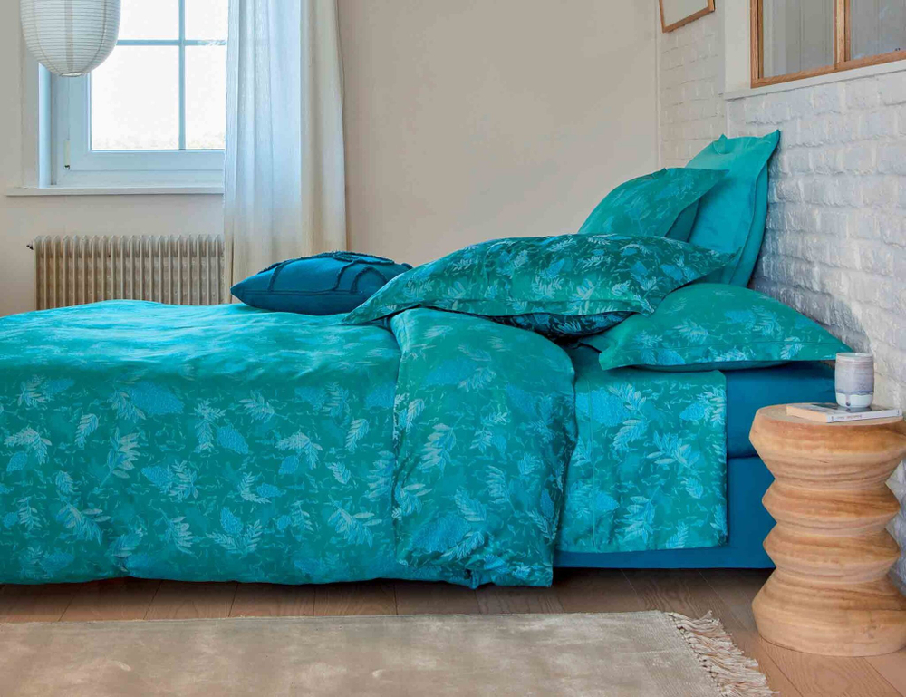 Постельное белье 2 спальное евро Blanc des Vosges Lupins Emeraude Франция