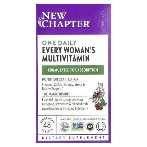 New Chapter, One Daily Every Woman's, мультивитамины, 48 вегетарианских таблеток