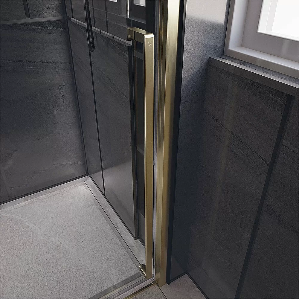 Душевая дверь Veconi Premium Trento PTD30-G-140-01-C4 прозрачная/профиль Брашированное золото брашированное