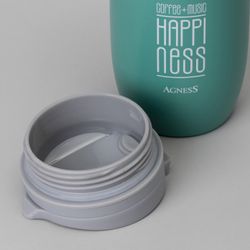 ТЕРМОКРУЖКА AGNESS "HAPPINESS" 450МЛ, КОЛБА НЕРЖ.СТАЛЬ 18/10