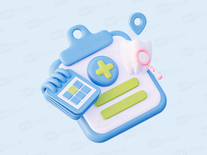 Иконка стоматологической карты с календарем и инструментами