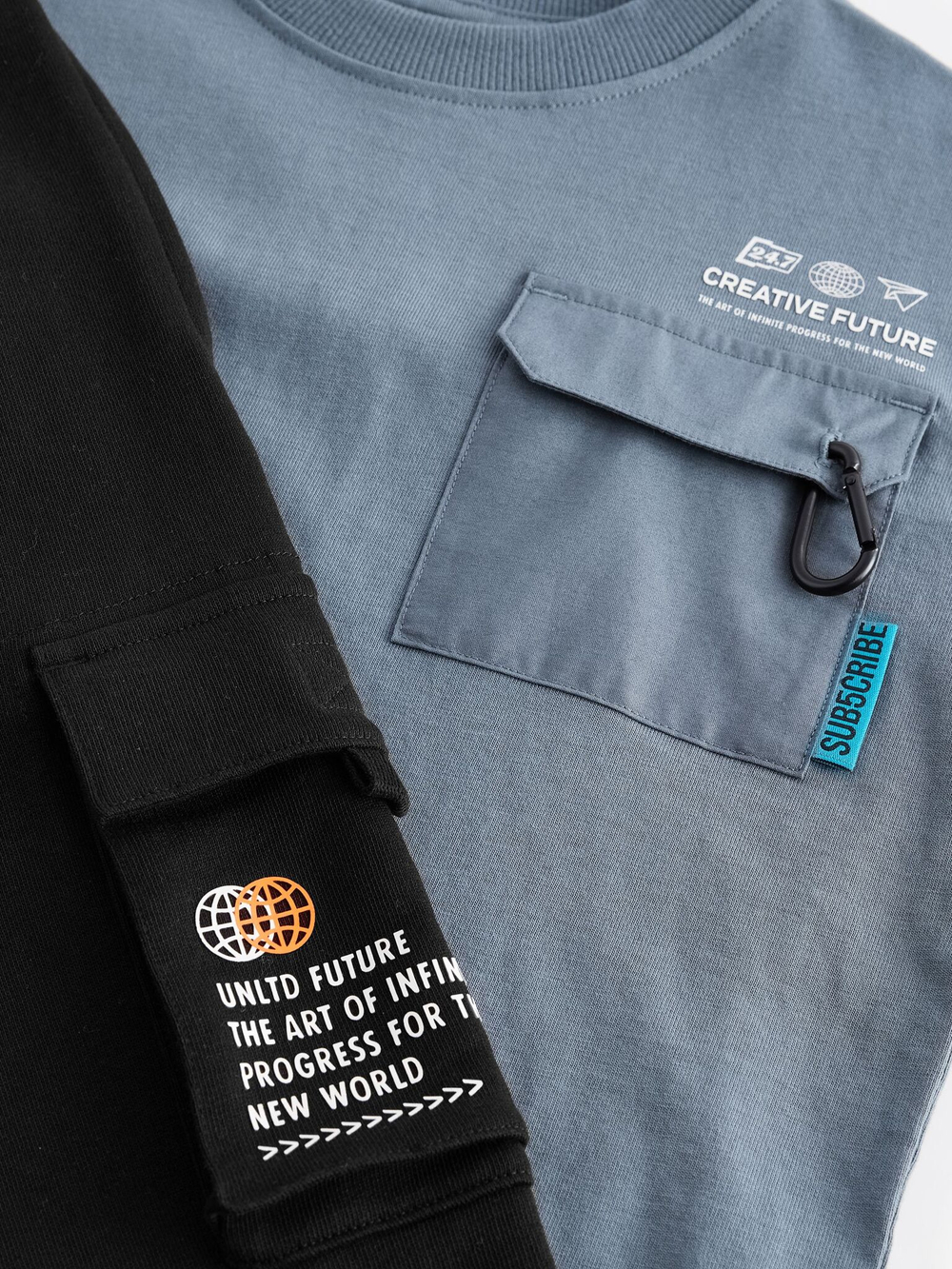 Футболка и джоггеры в комплекте для мальчика Next B12-181, Голубой, Черный