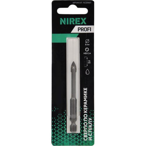 Сверло NIREX Profi по керамике и стеклу 6*75 мм NCD0601
