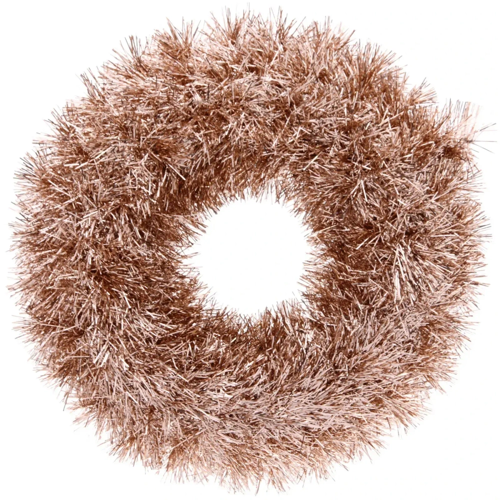 Венок декоративный TINSEL «Яркие переливы» 38 см, Розовое золото