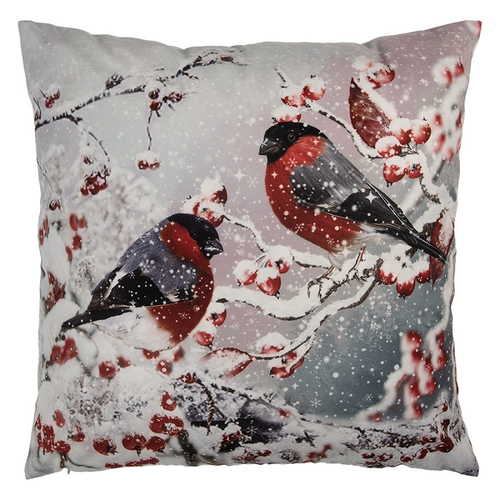 Наволочка декоративная "Снегири и рябина" 45x45см Полиэстер