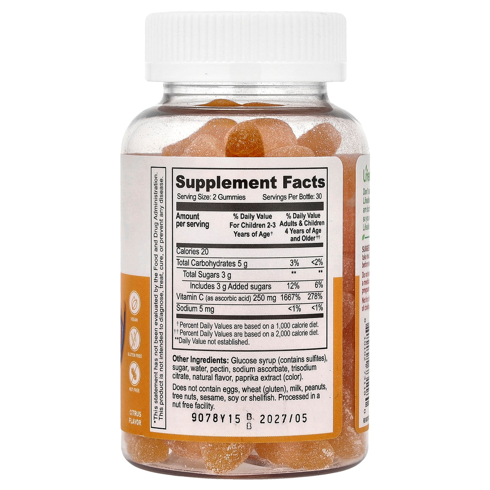 Lifeable, жевательный витамин C для детей, со вкусом цитруса, 60 жевательных таблеток