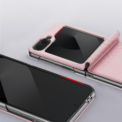 Чехол из кожи розового цвета от Dux Ducis для Samsung Flip6 и Flip7 FE (W25), серия Bril Series Case