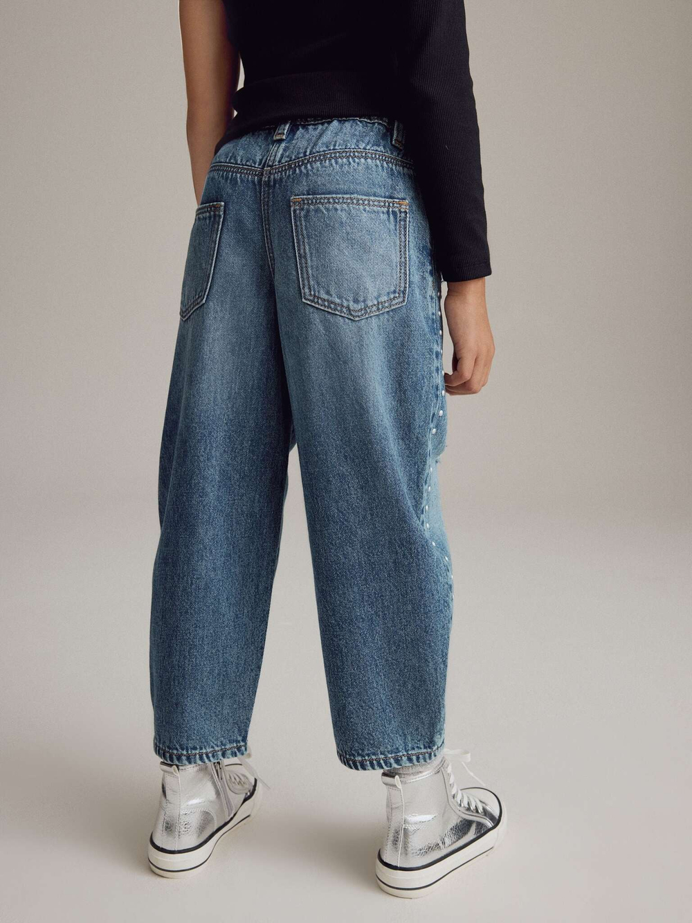 Джинсы с заклепками для девочки Next B02-937, Синий