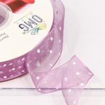 Лента Органза 2,5см х 110м горох (Сиреневый)