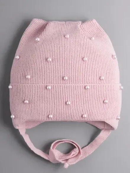 Шапка для девочки с ушками осенняя