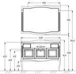 Тумба ЛАУРА 120, белый с бежевой патиной