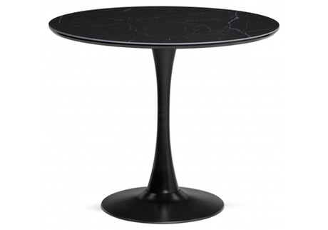 Керамический стол Woodville Тулип 90х74 черный мрамор,  черный, ножки черные