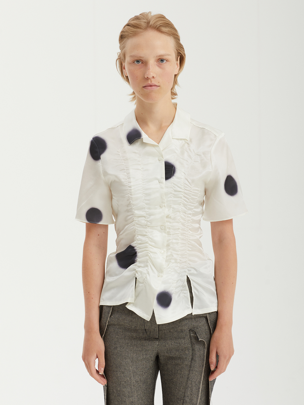 Женская Рубашка Over Shirred Dot
