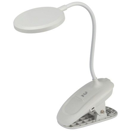 Настольный светильник ЭРА NLED-513-6W-W светодиодный аккумуляторный на прищепке белый