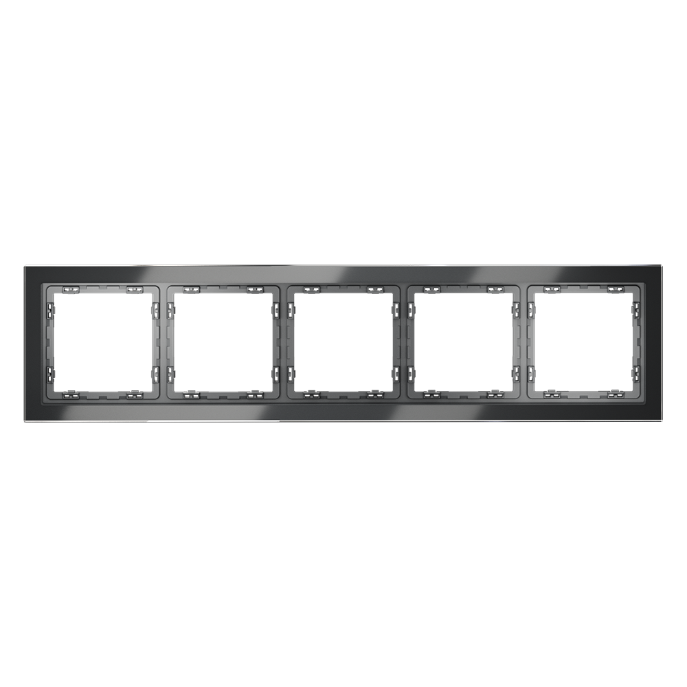 Рамка стеклянная VOLTUM S70 на 5 постов, (графит, стекло)