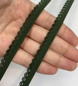 Отделочная резинка ажурная хаки 10 мм