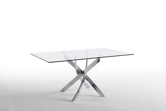 Стол обеденный прямоугольный F2133 /1061 стекло 160x95 с ножками из нержавеющей стали