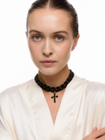 Колье "Black Cross" из черного агата Gold