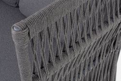 "Лугано" диван 3-местный плетеный из роупа, каркас алюминий темно-серый (RAL7024) муар, роуп темно-серый круглый, ткань темно-серая YB25-0027
