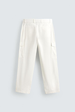 ZARA БРЮКИ КАРГО REGULAR FIT, ЖЕЛТОВАТО-БЕЛЫЙ