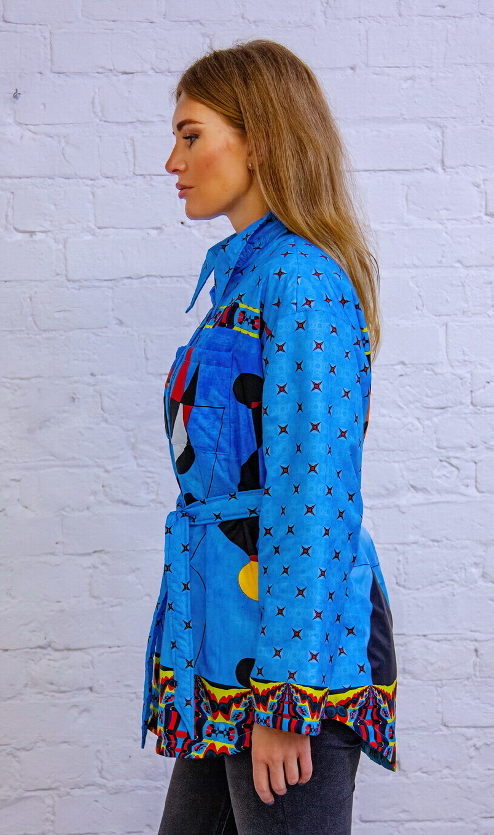 Куртка-рубашка "Миро синий", по мотивам абстрактной живописи Жоан Миро