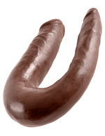 Двусторонний коричневый дилдо King Cock U-Shaped Small Double Trouble Brown (Цвет: коричневый)