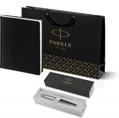 Подарочный набор: Шариковая ручка Parker Jotter Essential, Royal Blue CT и Ежедневник недатированный черный
