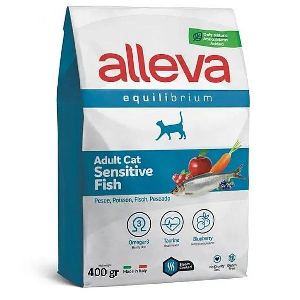 Корм для взрослых кошек Аллева Эквилибриум Сенситив с рыбой 0,4 кг