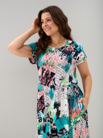 Платье П-026/бирюзаабстракция-надписи