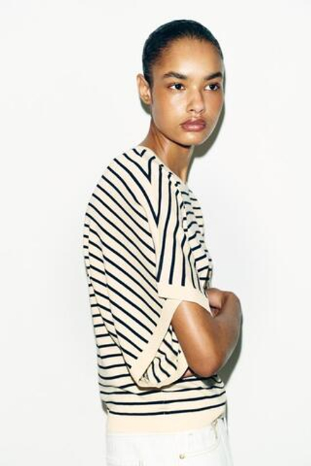 ZARA ТОП С ШИРОКИМИ РУКАВАМИ, ПОЛОСКИ