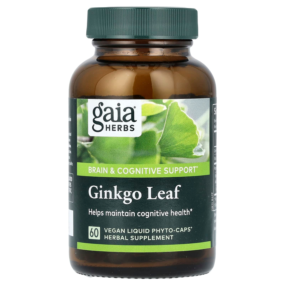 Gaia Herbs, лист гинкго, 60 веганских капсул с фитокапсулами