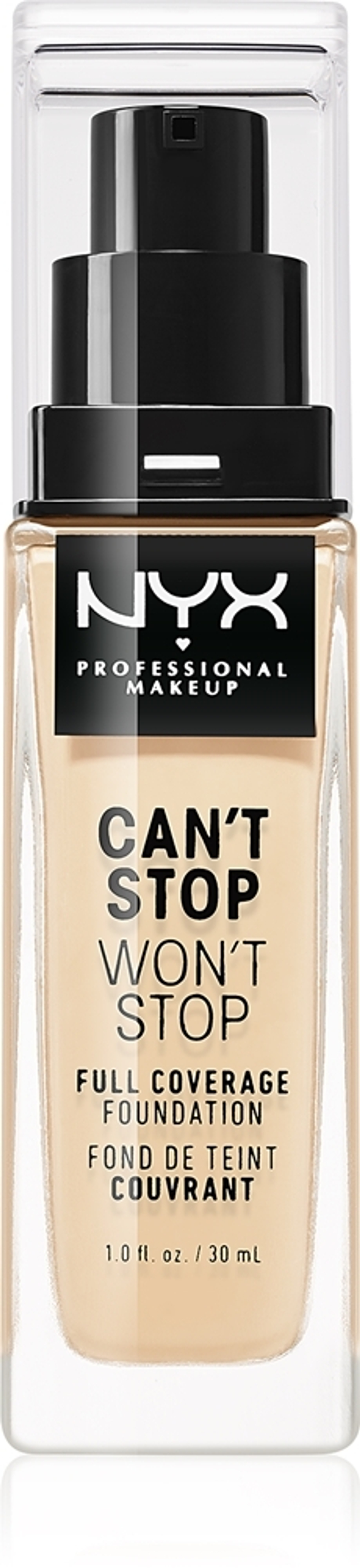 NYX Professional Makeup Can't Stop Won't Stop Full Coverage Foundation - тональный крем с высокой степенью покрытия, 30 ml