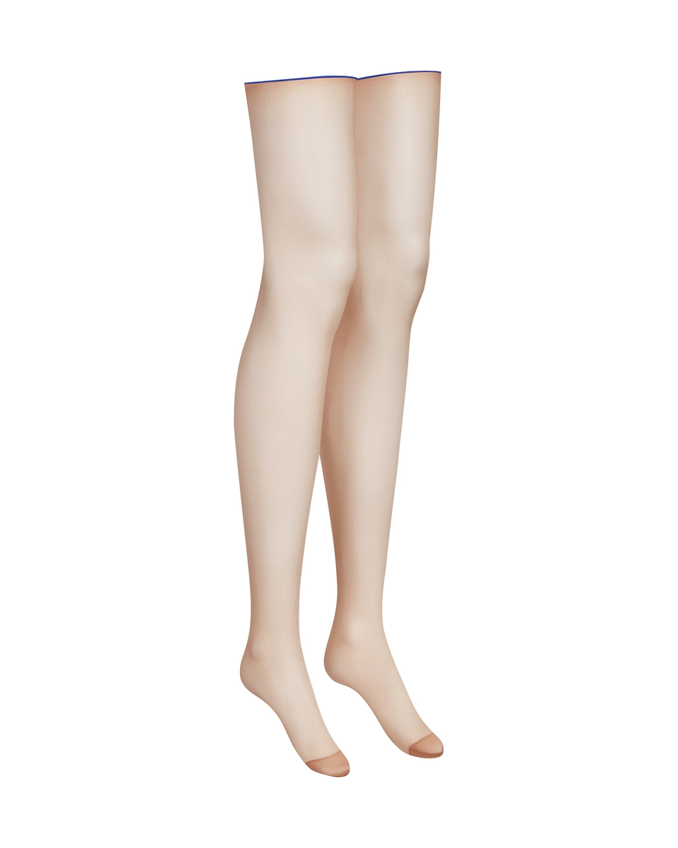 чулки с синими швами Сut and curled seamed sto 20 телесные