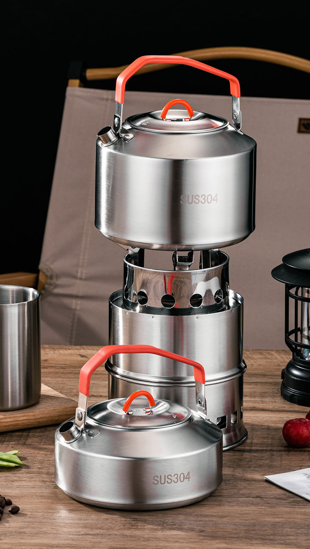 Походный кухонный набор из щепочницы и чайника 1,2 л