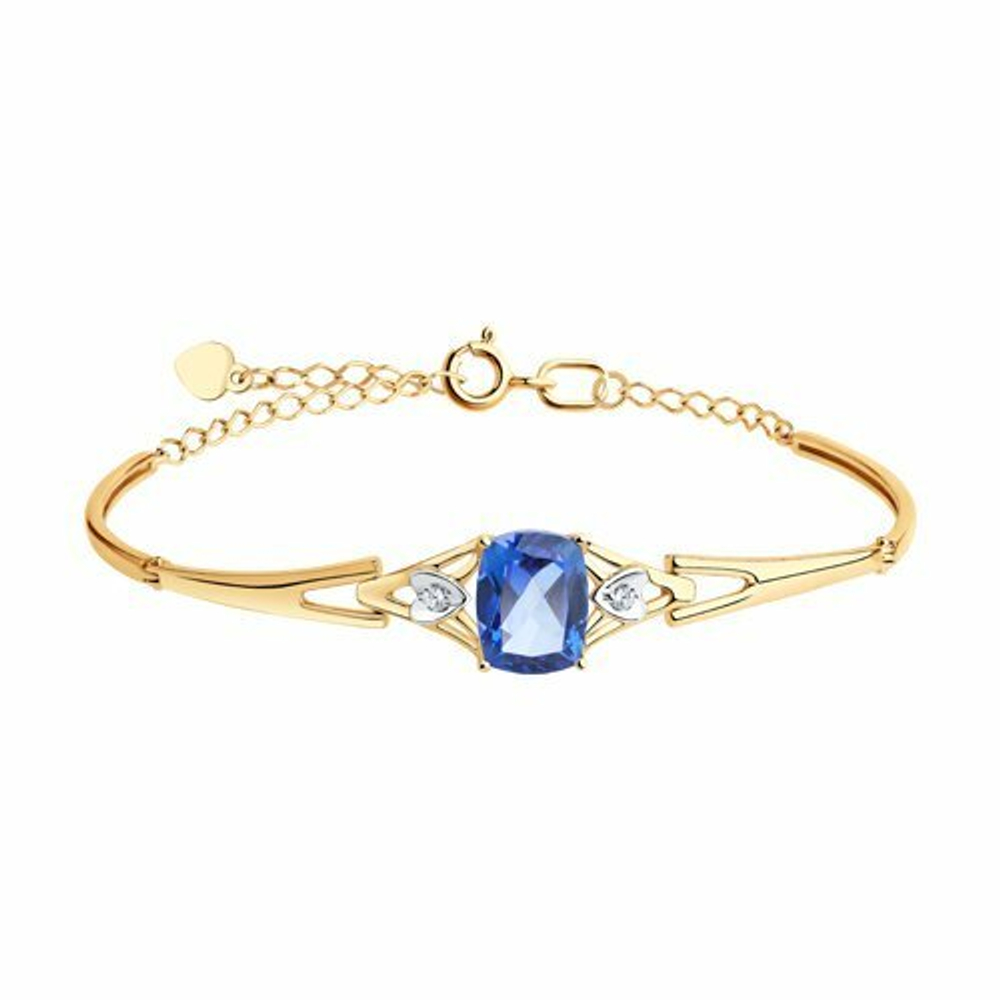 Браслет из золота с топазом Swarovski и фианитами Swarovski