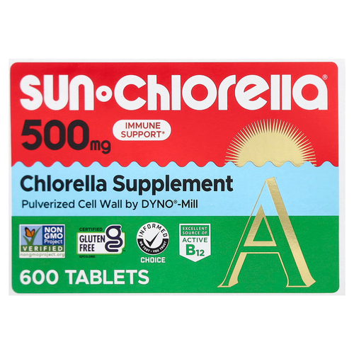 Sun Chlorella, добавка с хлореллой, 500 мг, 600 таблеток