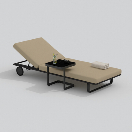 Шезлонг Ideal Patio КОСТА на колесах бежевый - каркас карбон