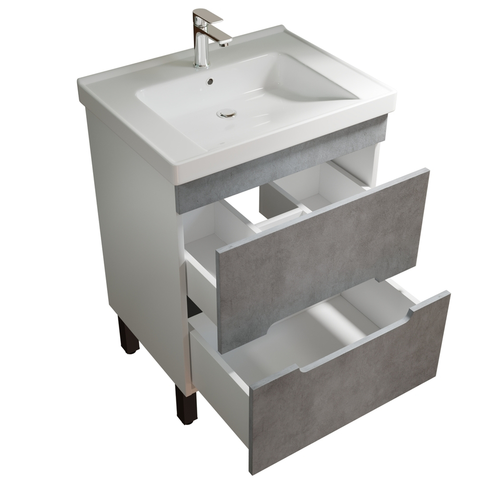 Тумба д/ванной "Честер -60" Бетон под раковину Грэйс- 60 (DREJA) (ПВХ)