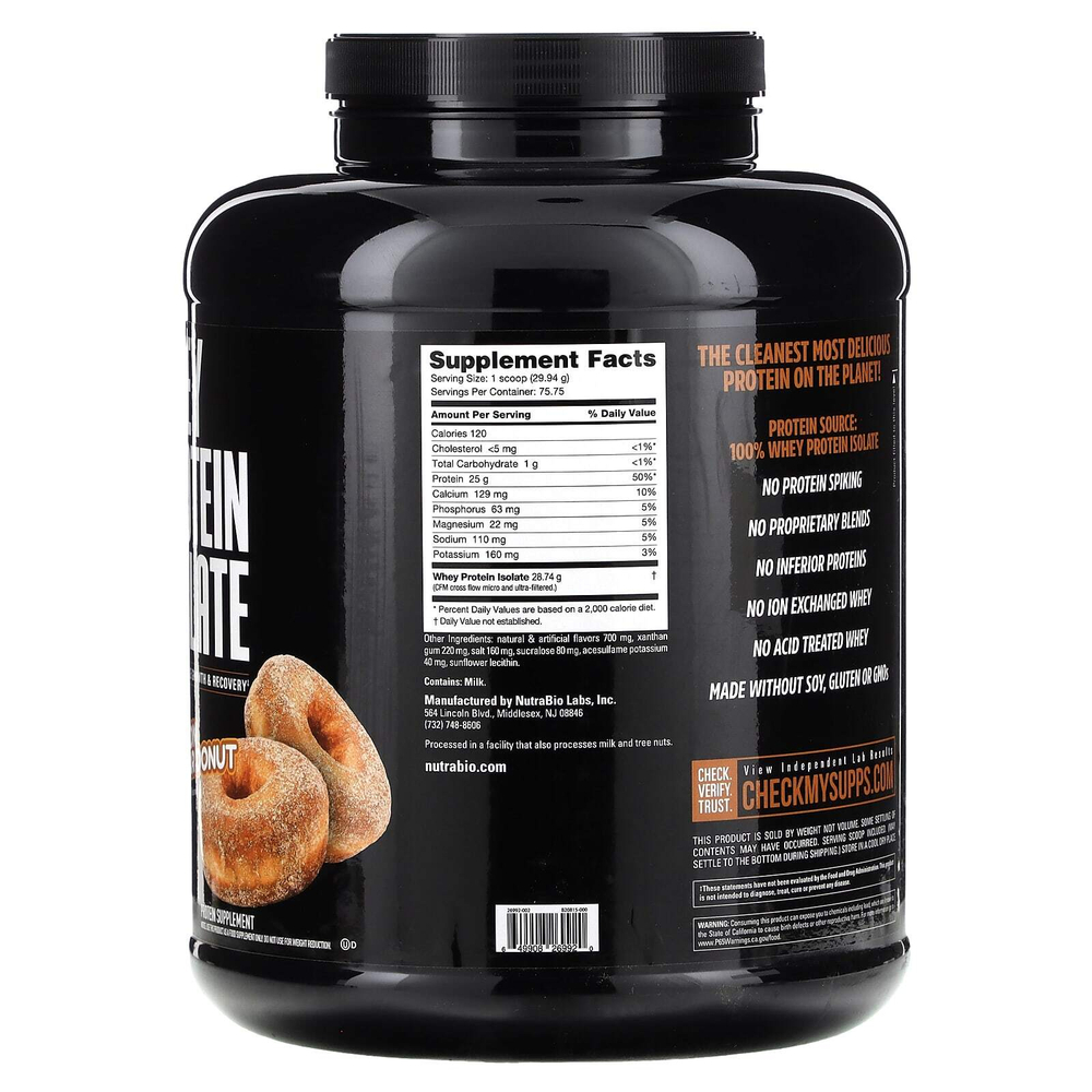 NutraBio, изолят сывороточного протеина, со вкусом корицы и сахара, 2268 г (5 фунтов)