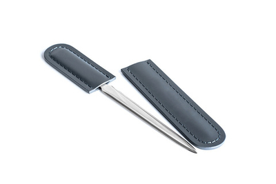 Канцелярский нож с ножнами из кожи цвет темно-серый графит