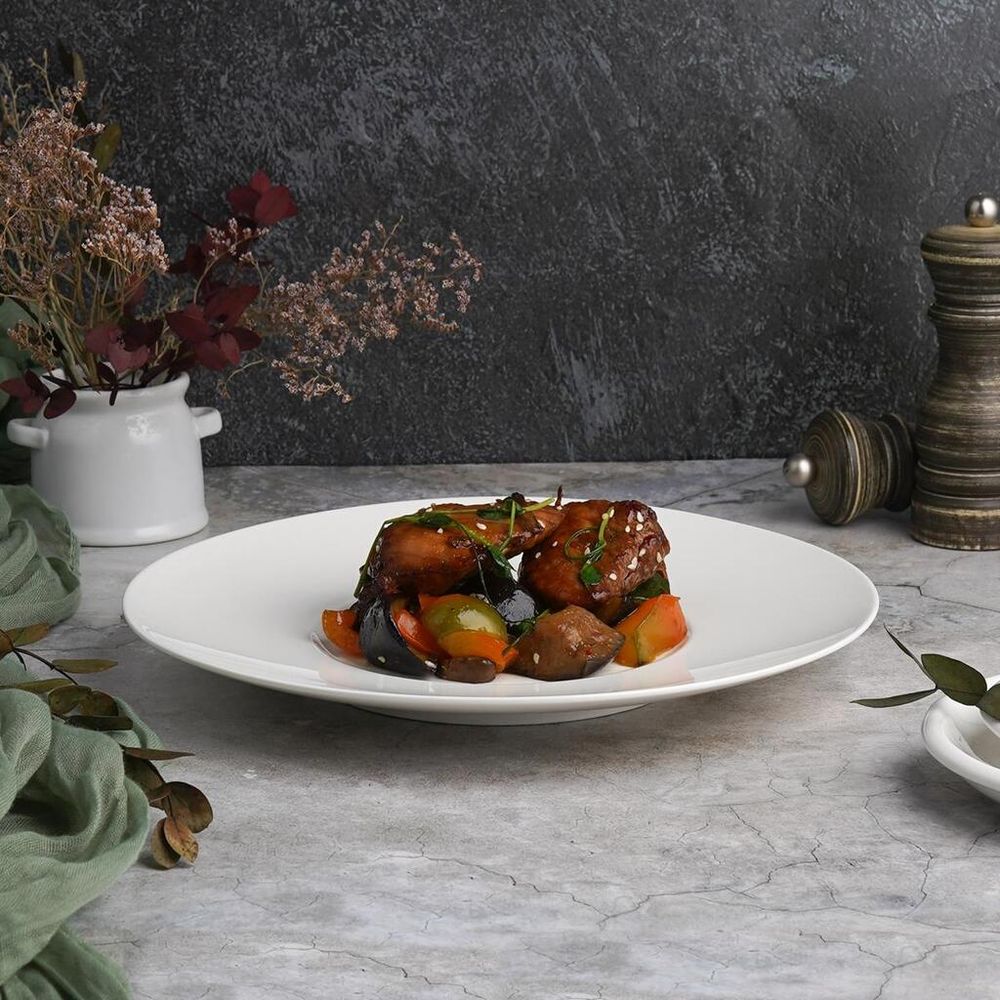 Тарелка d 25,5 см с широкими полями белая фарфор P.L. Proff Cuisine [6]