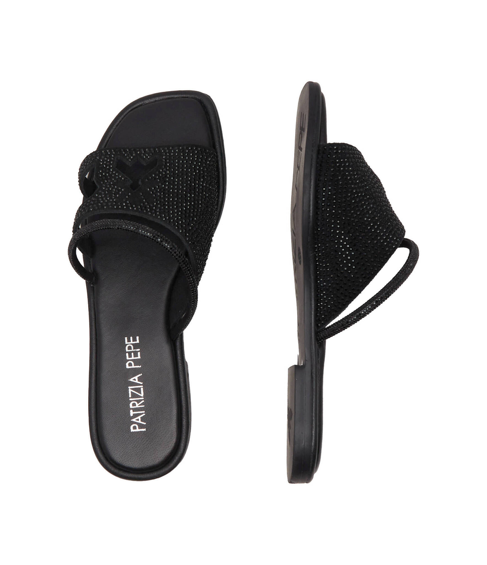 Шлепанцы кожаные vitello nero Patrizia Pepe - черный(PPJ284)