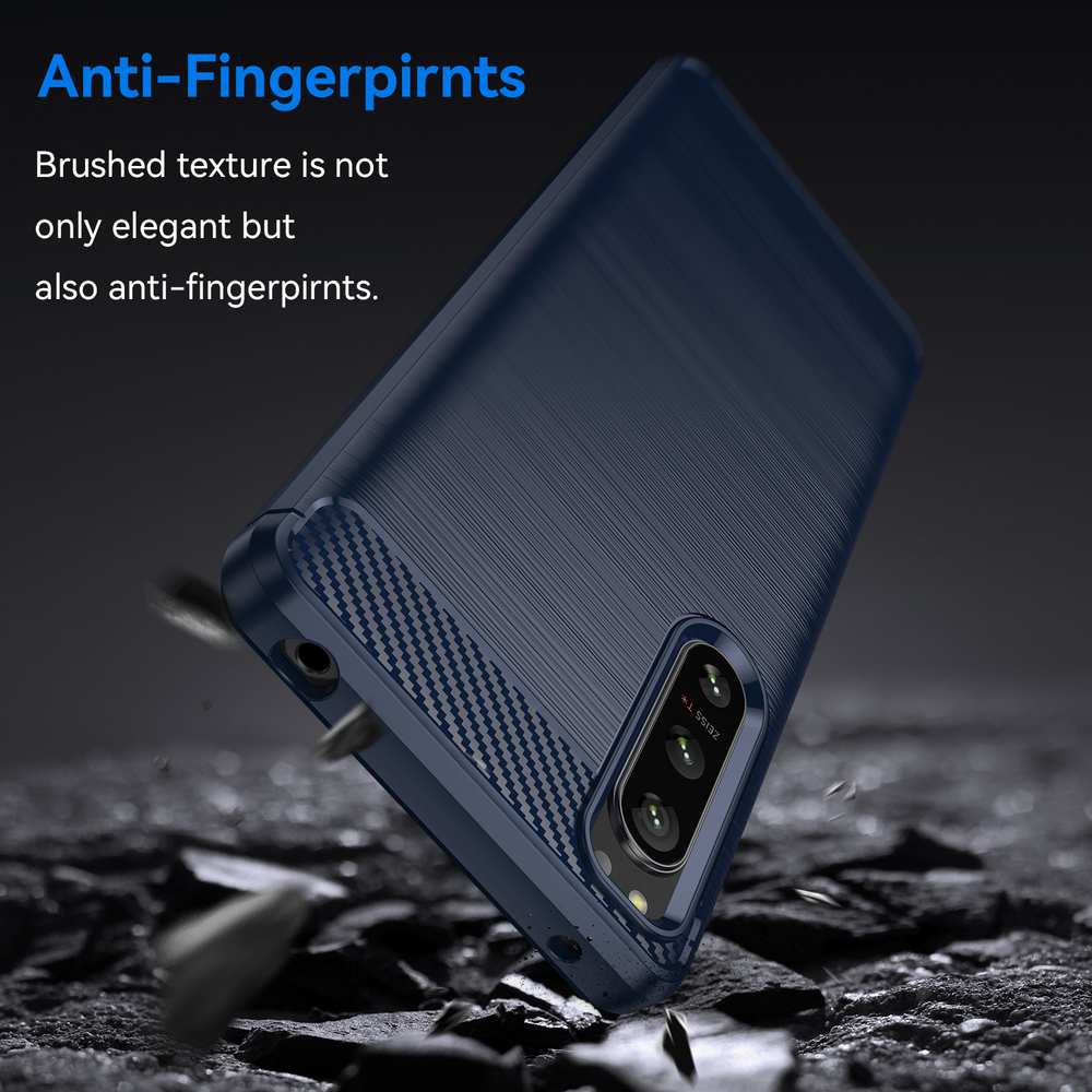 Чехол синего цвета в стиле карбон для Sony Xperia 5-IV Mark 4, серии Carbon от Caseport