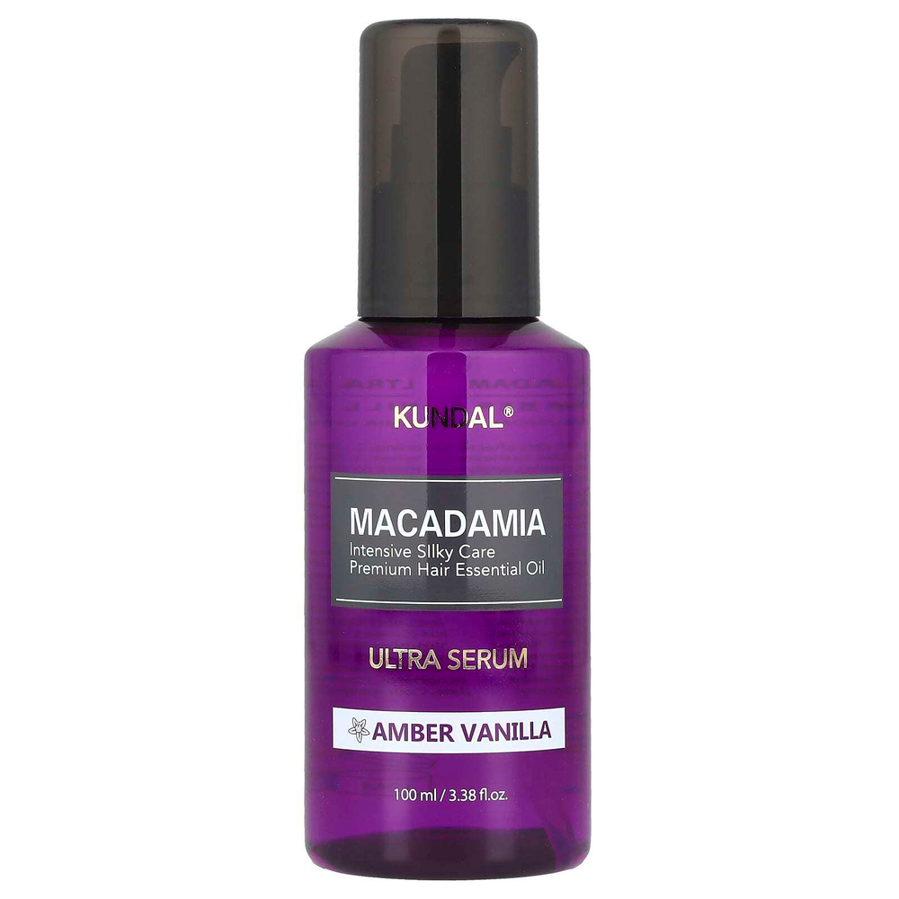 Kundal, Сыворотка для волос Macadamia Ultra, янтарная ваниль, 100 мл (3,38 жидк. Унции)