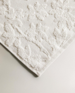Zara Home - Жаккардовое банное полотенце с цветочным рисунком, белый, 30х50 см