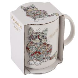Кружка "Kitty" v=380мл (фарфор) (картонная цветная лента)