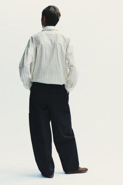 ZARA БРЮКИ-БАЛЛОНЫ КАРГО, ЧЕРНЫЙ