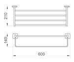 Полка для полотенец 600 мм нерж. сталь CLASSIC 09036.S матовый