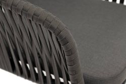 "Бордо" стул плетеный из роупа, каркас алюминий темно-серый (RAL7024) муар, роуп серый 15мм, ткань серая 017