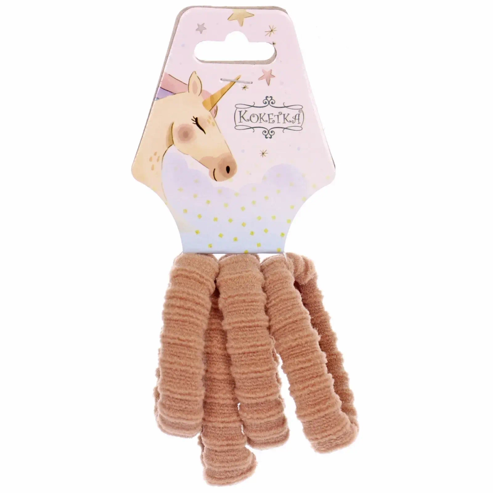 Резинки для волос детские 4шт «Raili fashion», цвет бежевый, d-4см (подвес единорог)